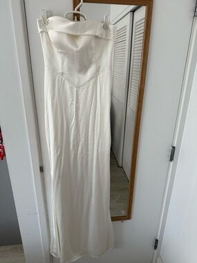 Meshki Strapless Satin Gown Off-White